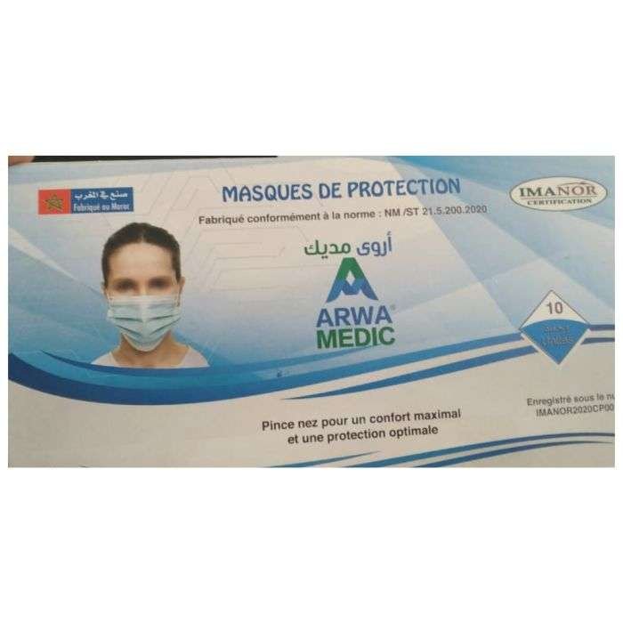 ARWAMEDIC MASQUE DE PROTECTION 10 UNITEES