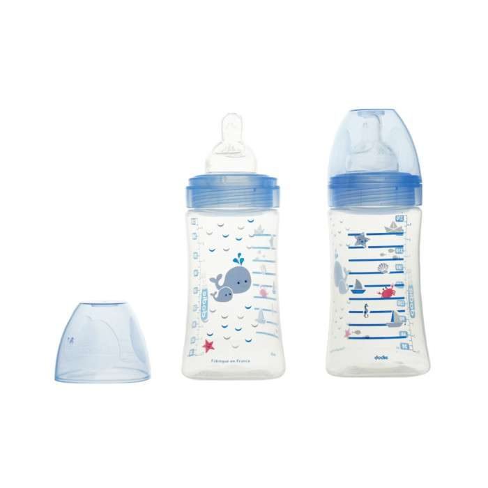 DODIE BIBERON ANTI COLIQUE TETINE PLATE+ 270ML MER 0-6 MOIS