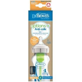 DR BROWNS BIBERON EN VERRE OPTIONS + ANTI COLIC COL LARGE 270 ML 0 M+