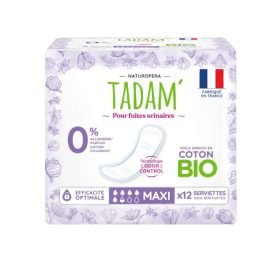 TADAM 12 SERVIETTES MAXI COTON BIO FUITES URINAIRES