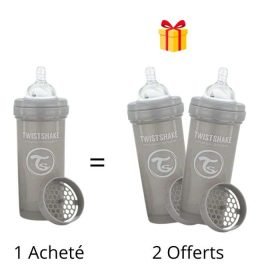 TWISTSHAKE OFFRE 1 BABY BOTTLE ANTI COLIC ALL IN ONE 260 ML 2M+ GRIS ACHETE 2 OFFERTS