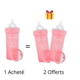 TWISTSHAKE OFFRE 1 BABY BOTTLE ANTI COLIC ALL IN ONE 260 ML 2M+ ROSE ACHETE 2 OFFERTS