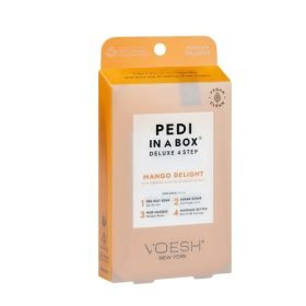 VOESH NEW YORK PEDI IN A BOX DELUXE 4 STEP MANGO DELIGHT ORGANIC OLIVE OIL AND MANGO EXTRACT