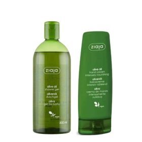 ZIAJA PACK GEL DOUCHE HUILE D'OLIVE 500ML + CREME MAINS 80ML